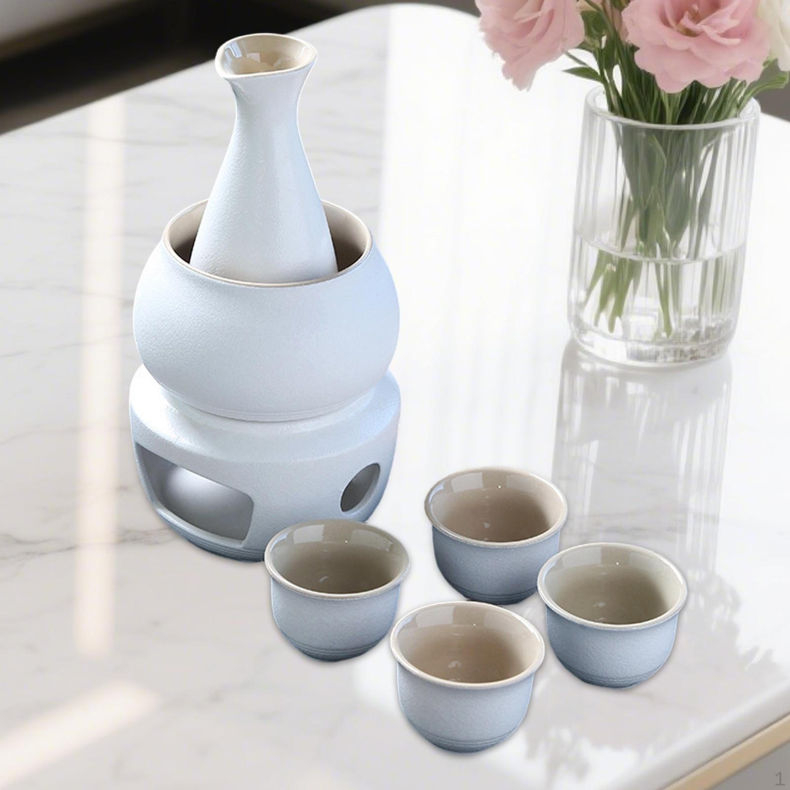 Ceramic Sake Set Cups with Warmer, Porcelain, Practical, Traditional, Drinkware, Creative,