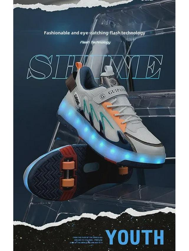 Girls' Double-Wheeled Roller Skate Shoes with Hidden Wheels for Students