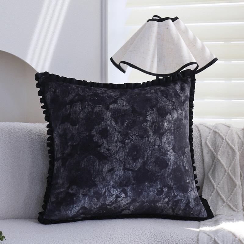 

Современная простая черно-белая подушка, легкая роскошь, ретро, подушка для дивана в гостиной, пушистая накидка на подушку для эркерного окна, поясничная подушка с наполнителем [Pillowcase only]