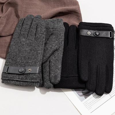 Wool Gloves Men's Cashmere Warm Gloves Autumn and Winter Cycling Clothing and Accessories  Finger Gloves
