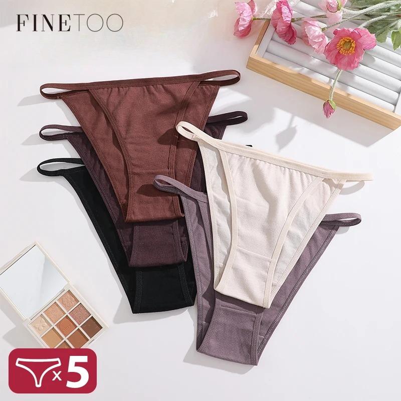 FINETOO 5 ks/Sada Dámské Tanga Bavlněný Rozkrok Kalhotky Nízký Pas G-String Sexy Neviditelné T-back Kalhotky Prodyšné Bezešvé Spodní Prádlo