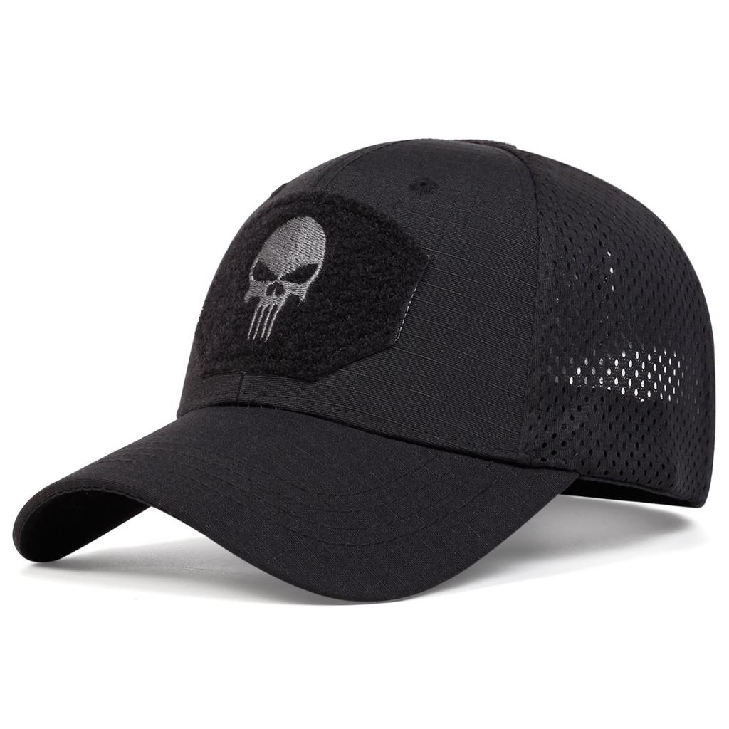Unisex Schädel-Stickerei Baseballkappen Herren Outdoor Atmungsaktives Netz Taktik Bergsteigen Schirmmütze Verstellbare Snapback Kappen
