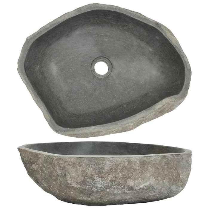 Washbasin - VIDAXL - Oval - Natural River Stone - 45-53 X 34-41 Cm - Drain Hole 4.5 Cm