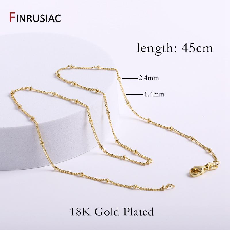 

18K Gold Plated Beads Chains For Jewelry Making 45cm Brass Metal Beads Necklace Chains For Necklace Making 1 piece