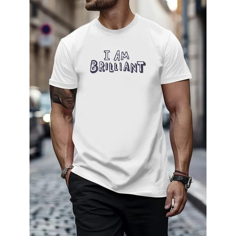 

I AM BRILLIANT Printed men s short-sleeve T-shirt, can be worn in summer, comfortable and breathable S белый