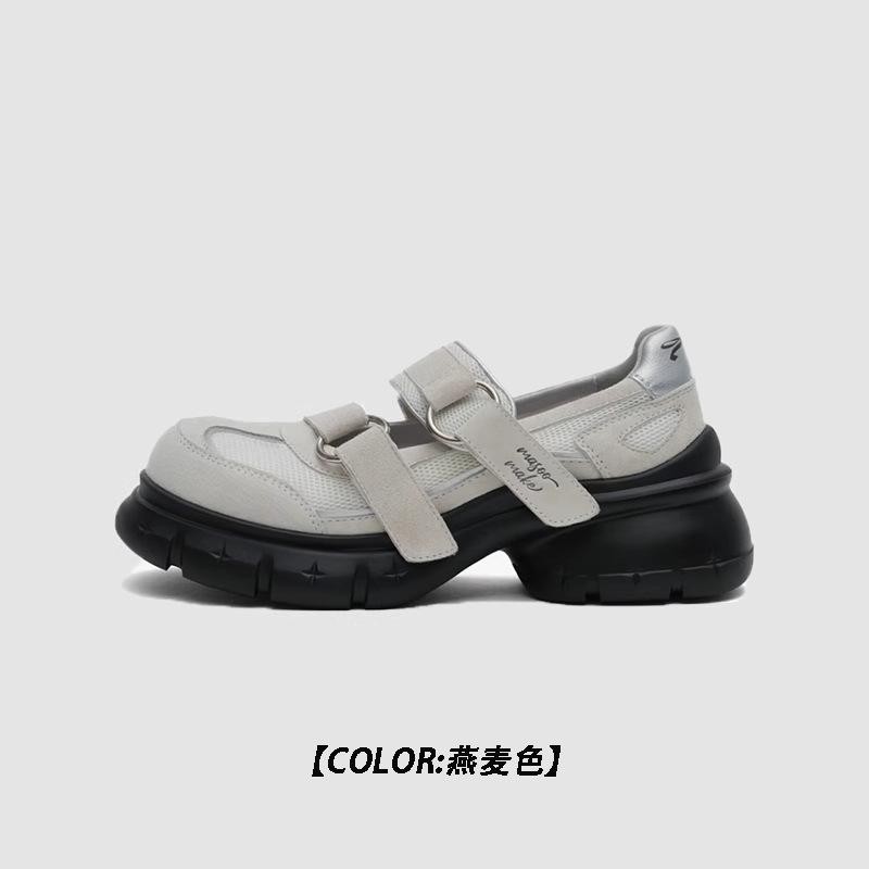 

Small man thick-soled height increase Mary Jane shoes women s summer 2025 new versatile Velcro casual shoes single shoes 40