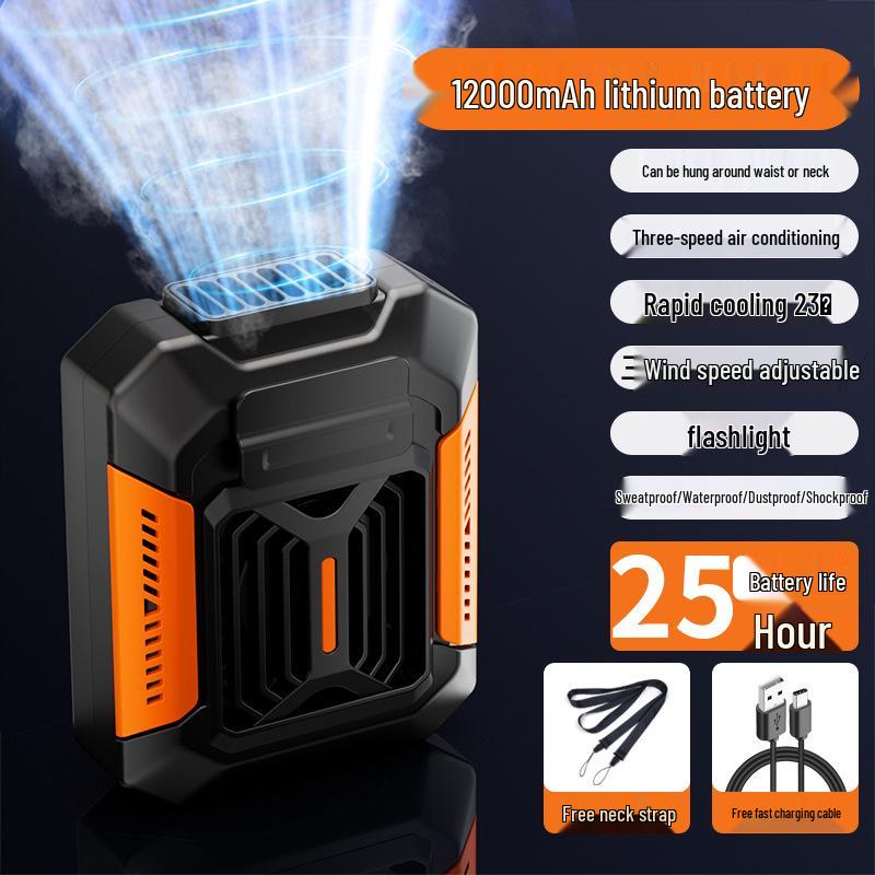 Rechargeable Portable Clip-On Waist & Neck Fan for Outdoor Cooling 0mAh