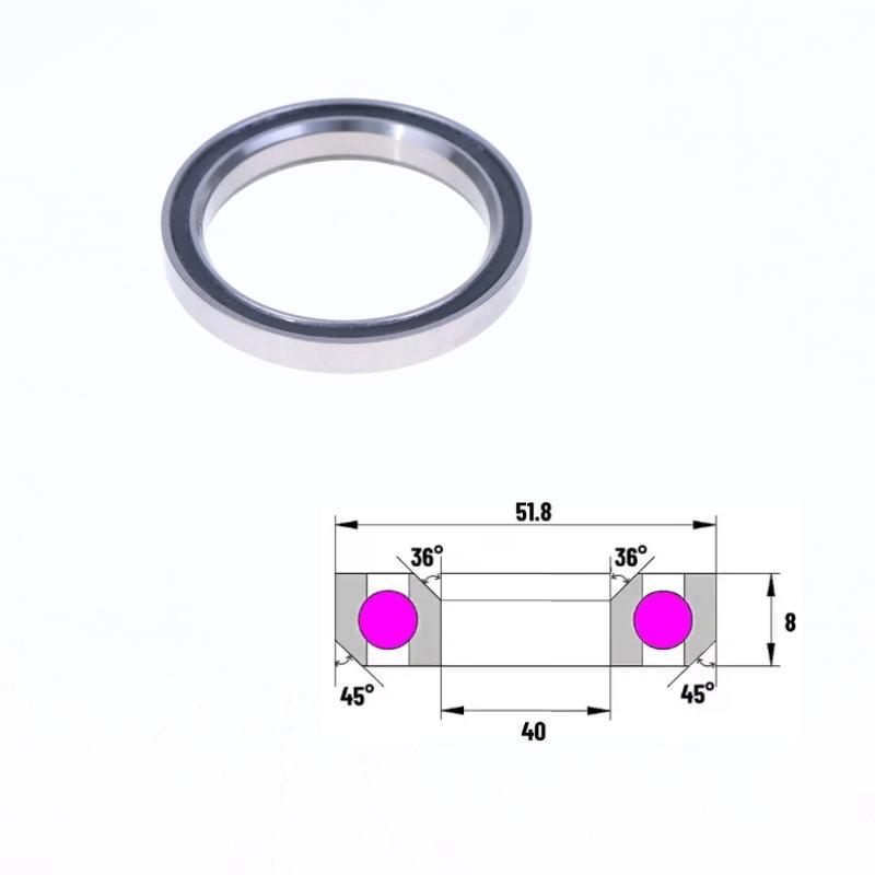 Acb518K 40*51.8*8 36°/45° Ložisko hlavového složení Část Systémy řízení jízdního kola Mh-P28K, K518Kh8, Mr127, Mr110, Th-073