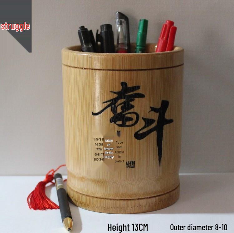 Bamboo Multifunctional Pen Holder - Creative Desk Ornament for Students and Business Gifts
