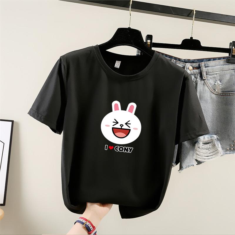 2025 Léto Ležérní volné studentské tričko dívčí trička Harajuku roztomilý kreslený potisk Trička s krátkým rukávem Dámské Y2k topy