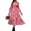New Women's Clothing 2025 Spring Fashion Polka Dot Printing V-neck Long-sleeved Pendulum Dress