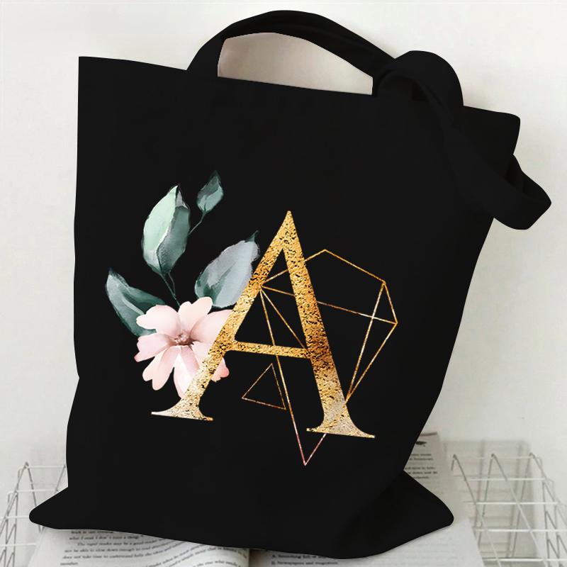 Print Canvas Bag Women's Shoulder Bag Fashion Floral Letter Ladies Hand Bags Alphabet Tote Bag