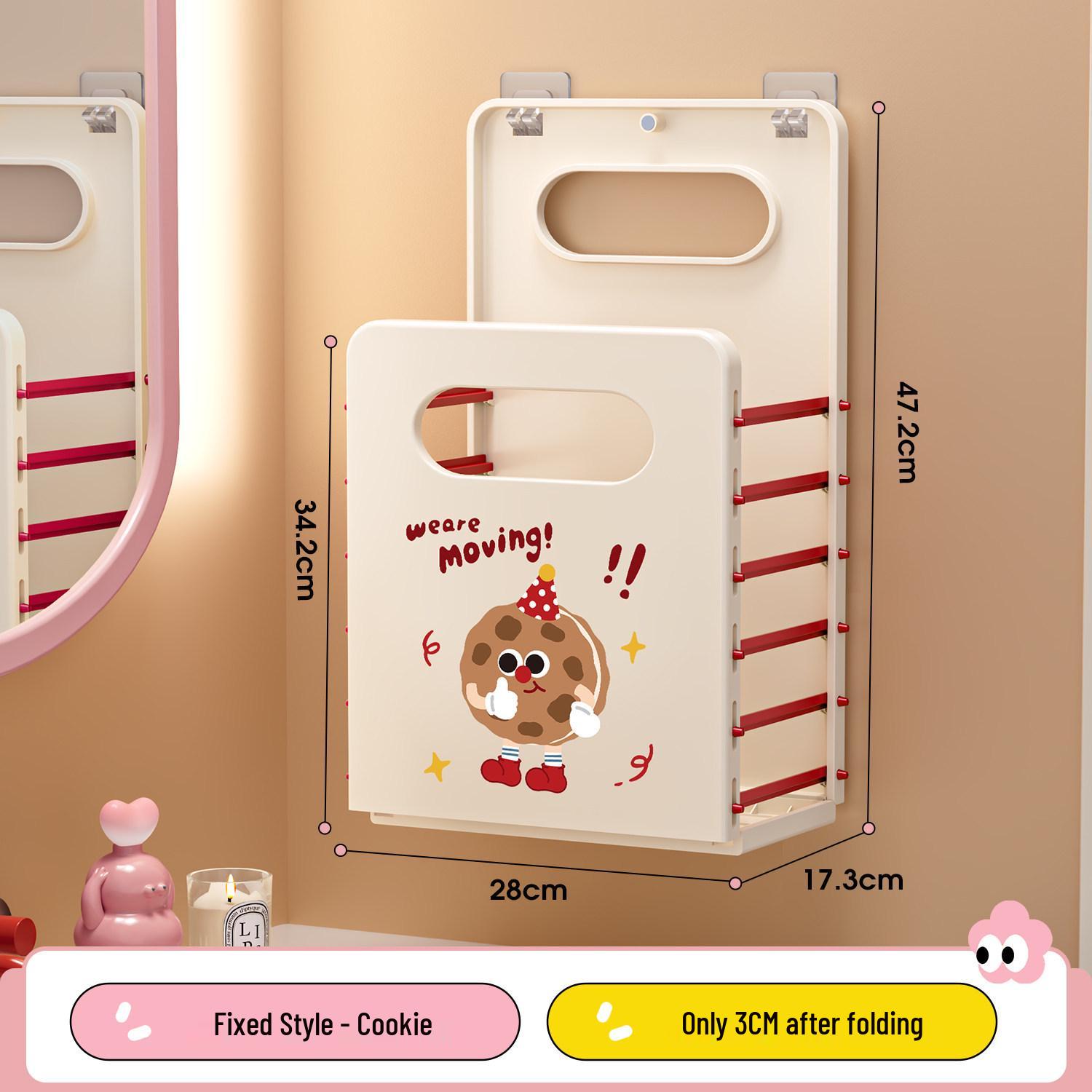 Foldable Wall-Mounted Laundry Hamper for Bathroom Storage