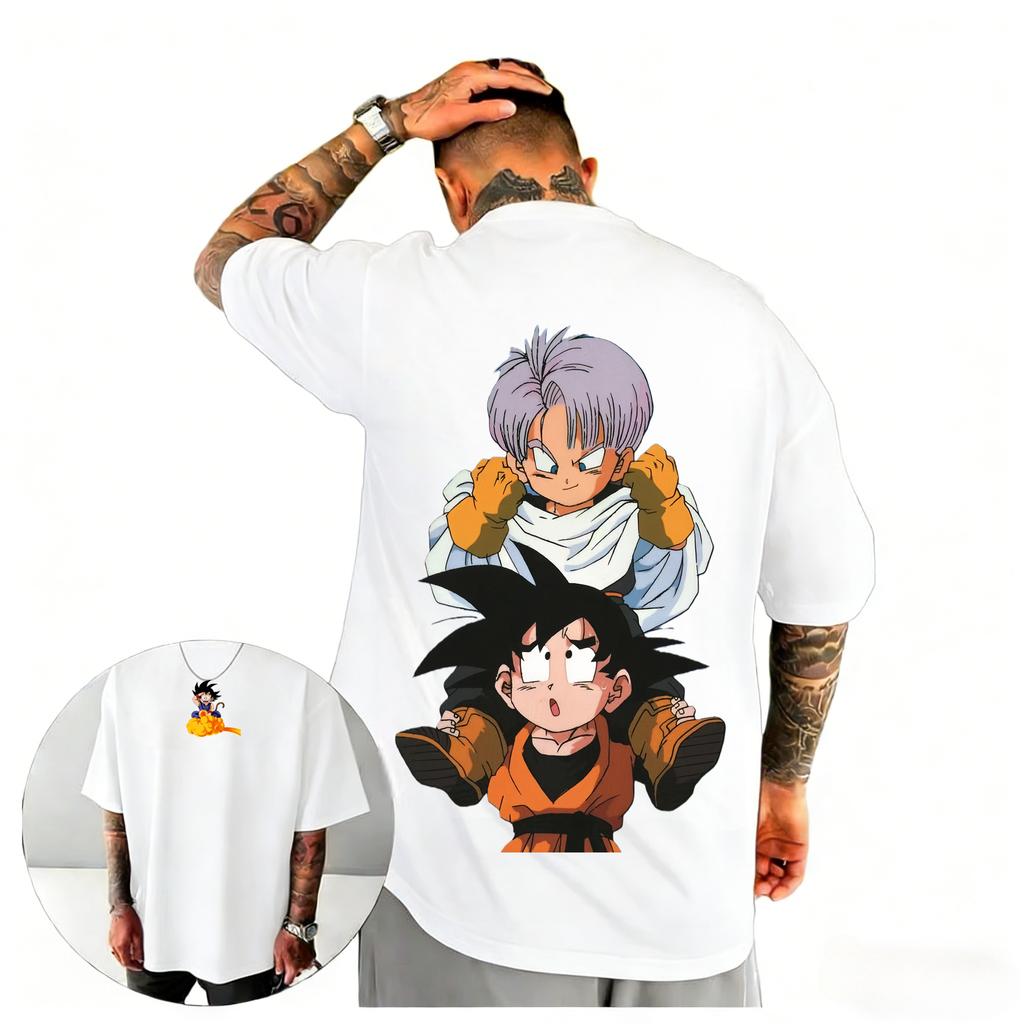 Dragon Ball Z Trunks Goten TShirt Harajuku Anime Graphic Print Pure Cotton Crew Neck Fashion Streetwear Tops For Men Women