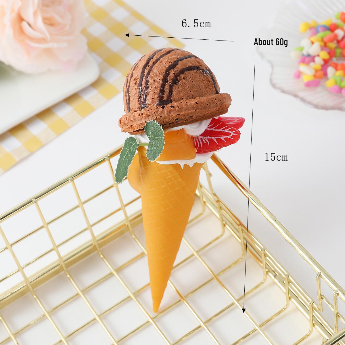 PU Simulation Ice Cream Cone Slow Rebound Fridge Magnet Shop Decor As Shown