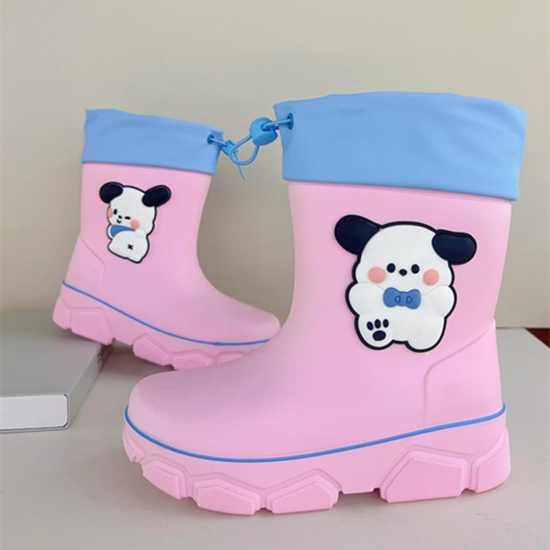 2025 pantofi de ploaie pentru copii, desene animate, rezistenți la uzură, călduroși din catifea și antiderapanți, pantofi de apă pentru școală, cizme de ploaie pentru copii mijlocii și mari