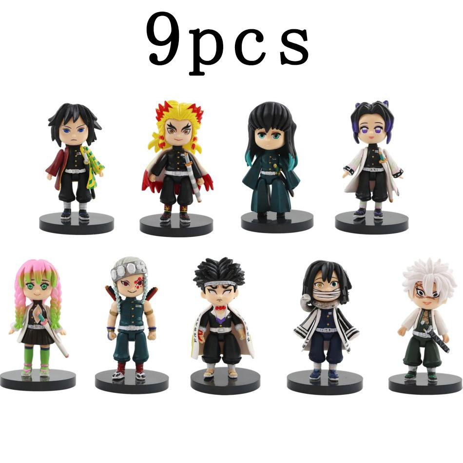 

9pcs Anime demon slayer kimetsu no yaiba figure kamado tanjirou action figure agatsuma zenitsu nezuko warrior pvc model toy gift