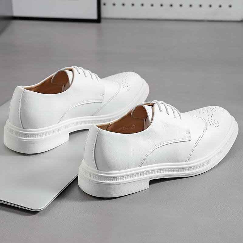 Fashion New Men British Gentleman Fashion White Formal Brogues Shoes Male Dress Wedding Prom Homecoming Sapato Social Masculino
