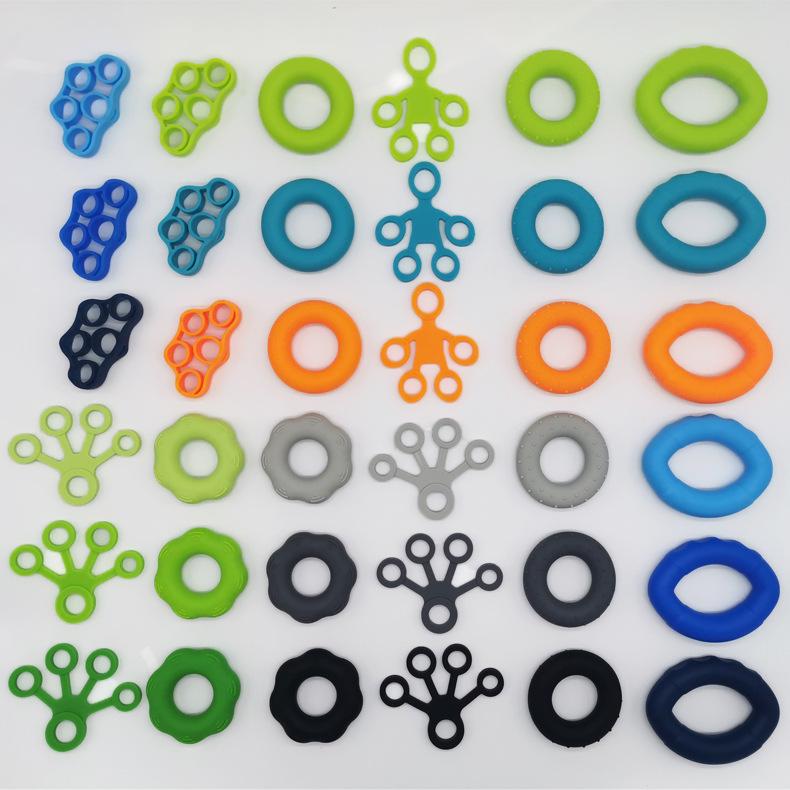 Silicone Finger Resistance Band & Grip Ball Set - Finger Exerciser & Trainer