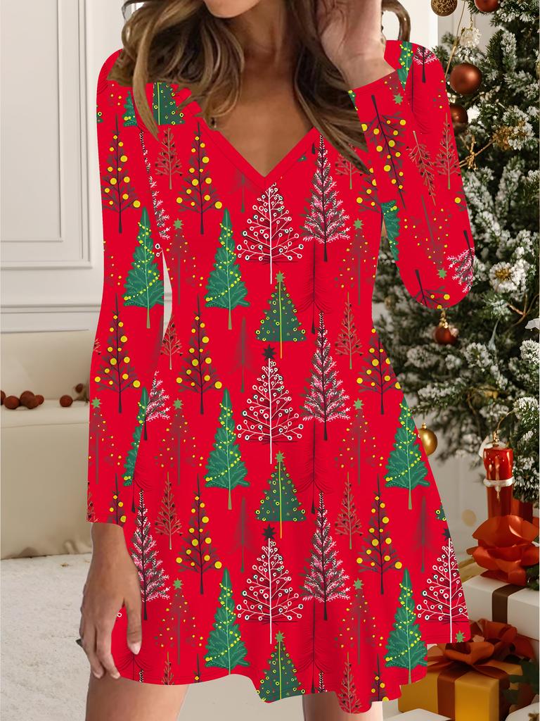 Sukienka Drukowana 3D Ekskluzywny Modny Element dla Kobiet na Jesień i Zimę Edycja Świąteczna