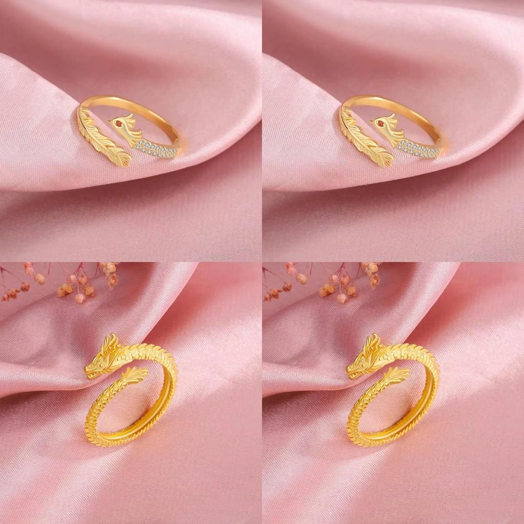 Beautifully Crafted Gold Plated Dragon And Phoenix Rings For Couples In 2023 Fashion