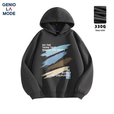GENIOLAMODE Men's Simple Print Hooded Pullover Sweatshirt