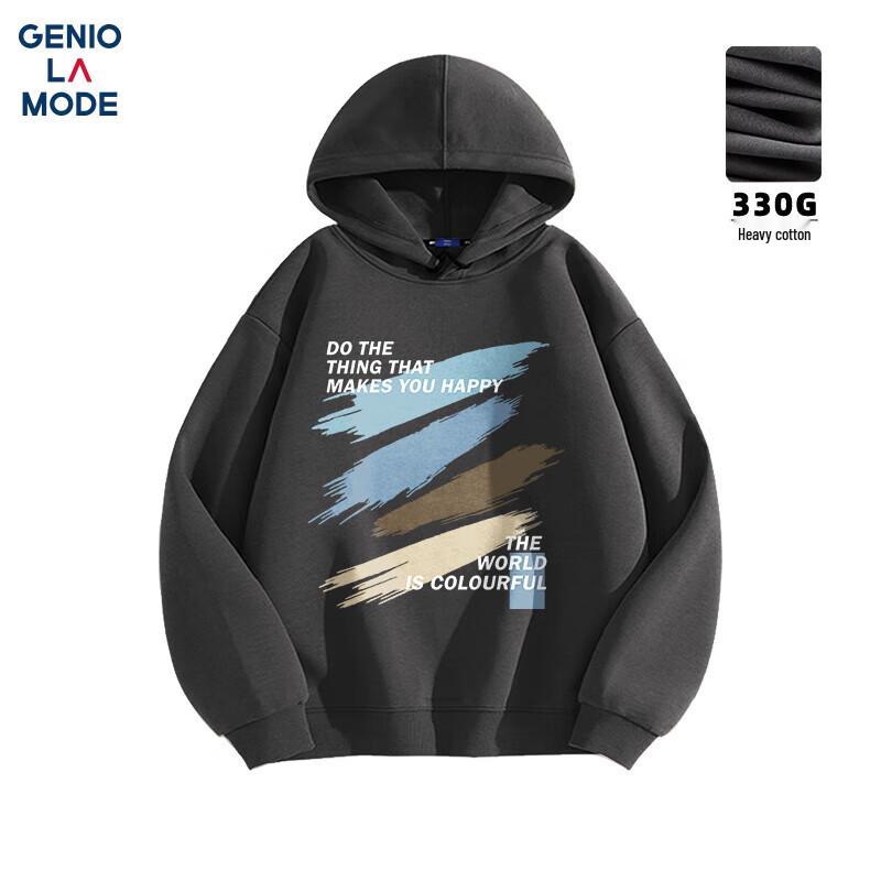 

GENIOLAMODE Men s Simple Print Hooded Pullover Sweatshirt M