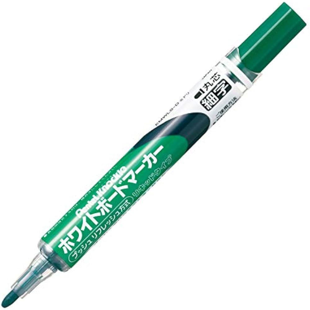 Pentel Whiteboard Marker Knock EMWLS-D Round Core Fine Letter Green 1.6cm x 13.5cm