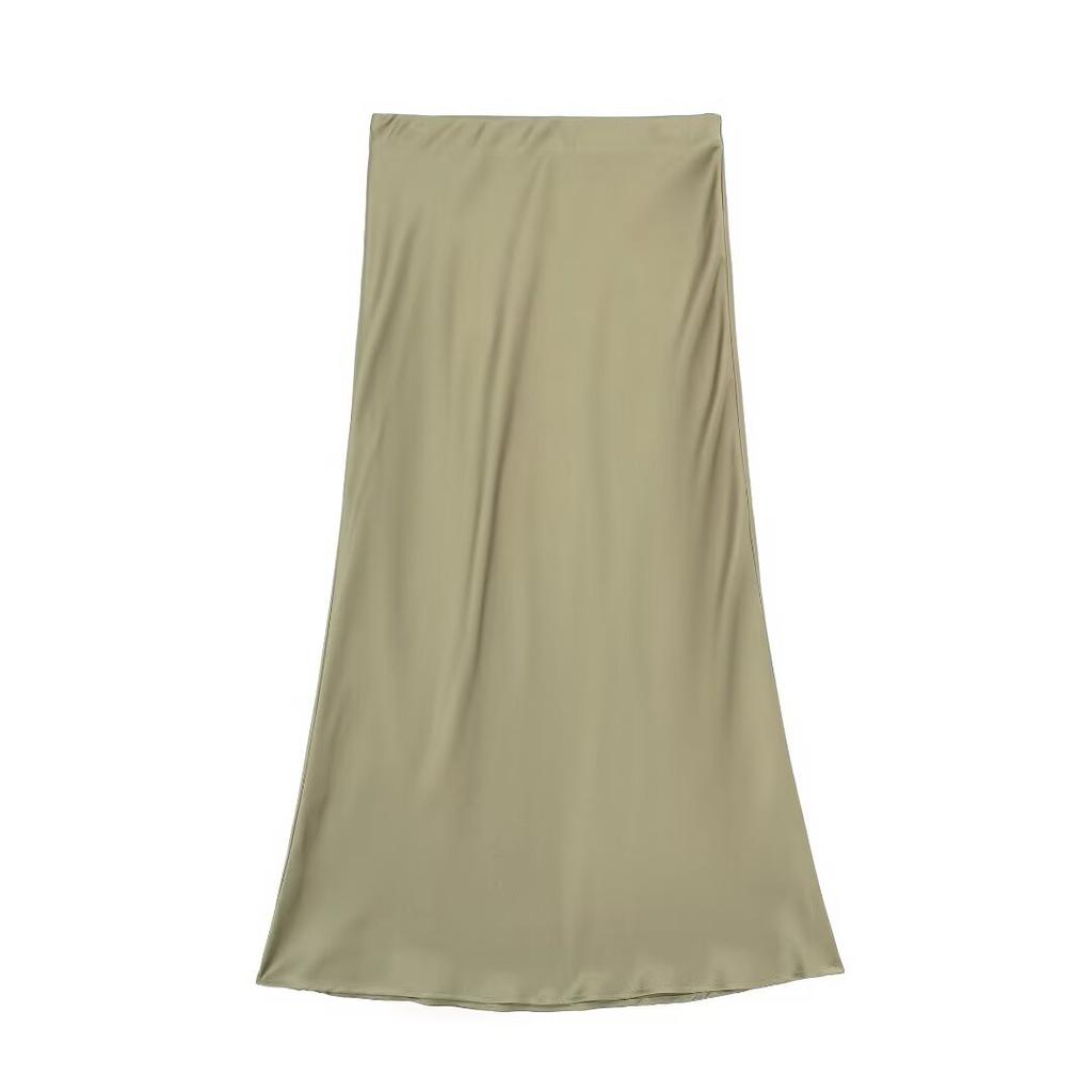 European and American style, new women's clothing, fashionable, casual silk satin texture Midi skirt 5427/453