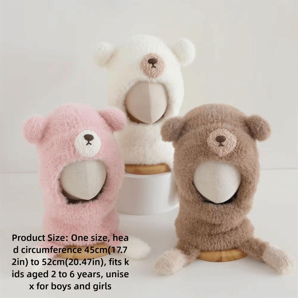 Polyester Fleece Lined 2-6 Years Bear Hat Scarf Set Kids Hat Scarf Set Cold Weather Wear