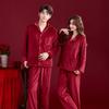 Wedding pajamas newlywed couple suit women's autumn and winter red island fleece warm flannel men's loungewear