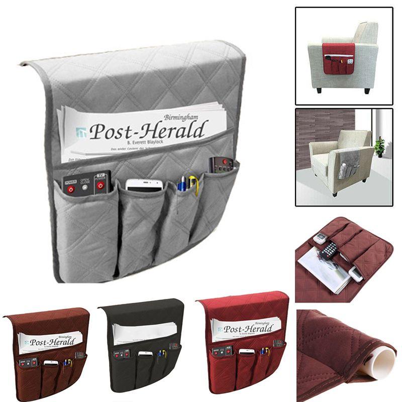 Multifunctional 5 Pocket Sofa Chair Arm Rest Organiser Tray For Clutter-free Living