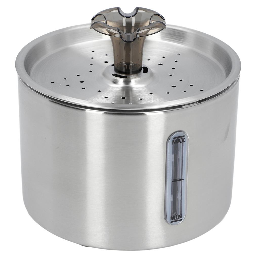 2.5L Cat Water Fountain 304 Stainless Steel Automatic Pet Water Drinking Dispenser with Water Level 