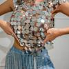 2024 European and American New Style Amazon Sexy Nightclub Sequin Patchwork Vest Top Women's Clothing L21071