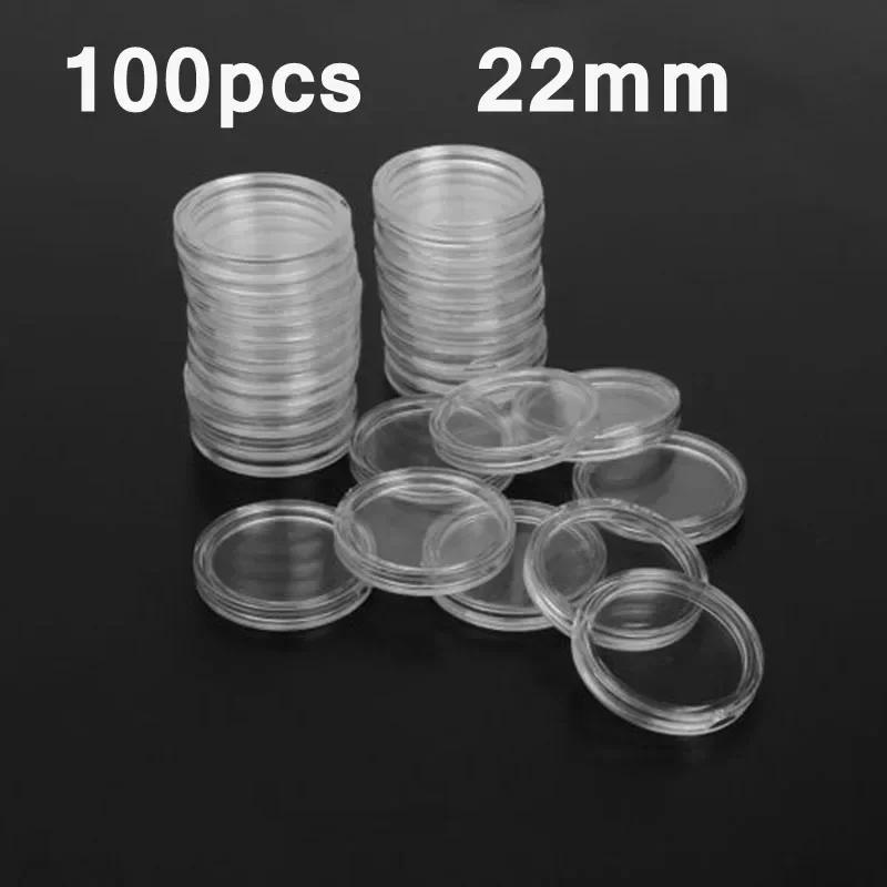 100Pcs 21/22/23/24/26/33 Mm Clear Round Coin Capsules Money /Pence Storage Capsule Coin Holder Home Garden Supplies