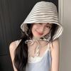Large Brim Sun Protection Hat Wide Brim Striped Fisherman Hat Fashionable Bucket Hat  Outdoor