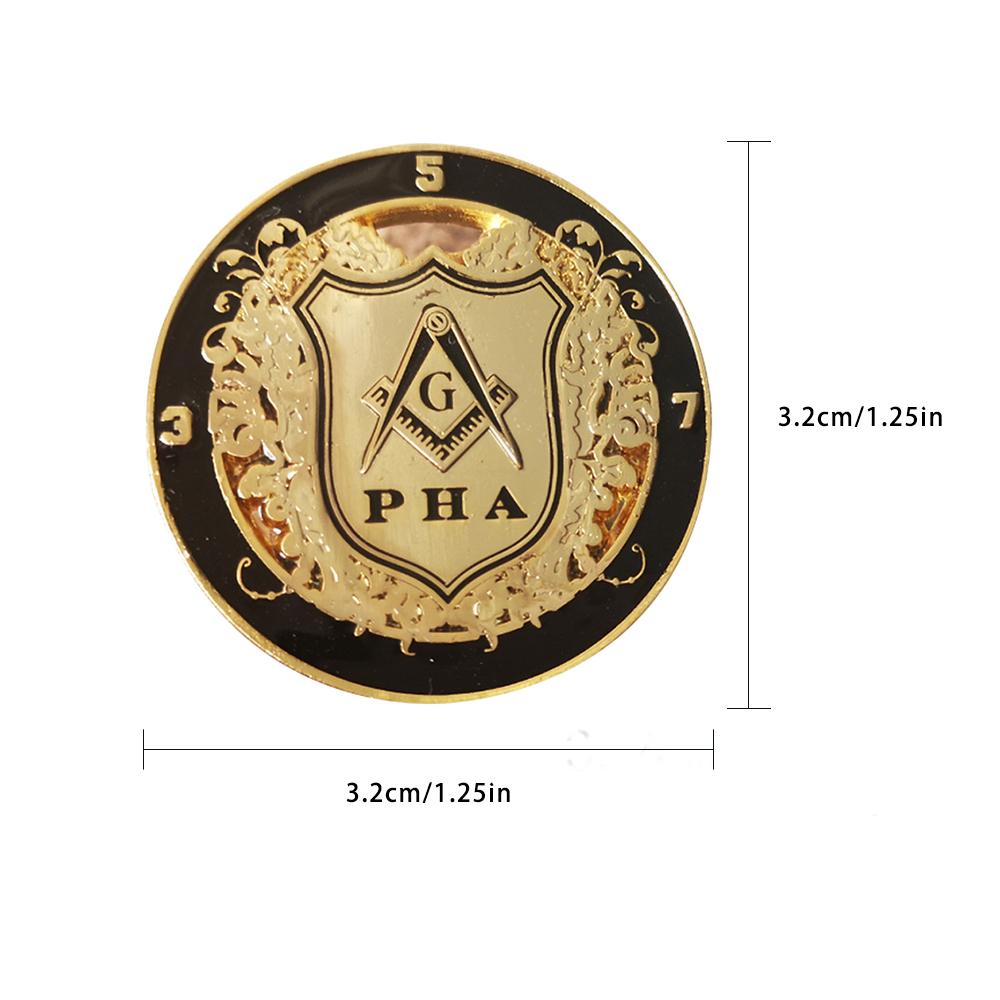Masonic Lapel Pins Freemasonry Badge Mason Freemason PHA Size 3.2cm Zinc Alloy Gold Plating Exquisite Men s Business Accessories 3.2cm