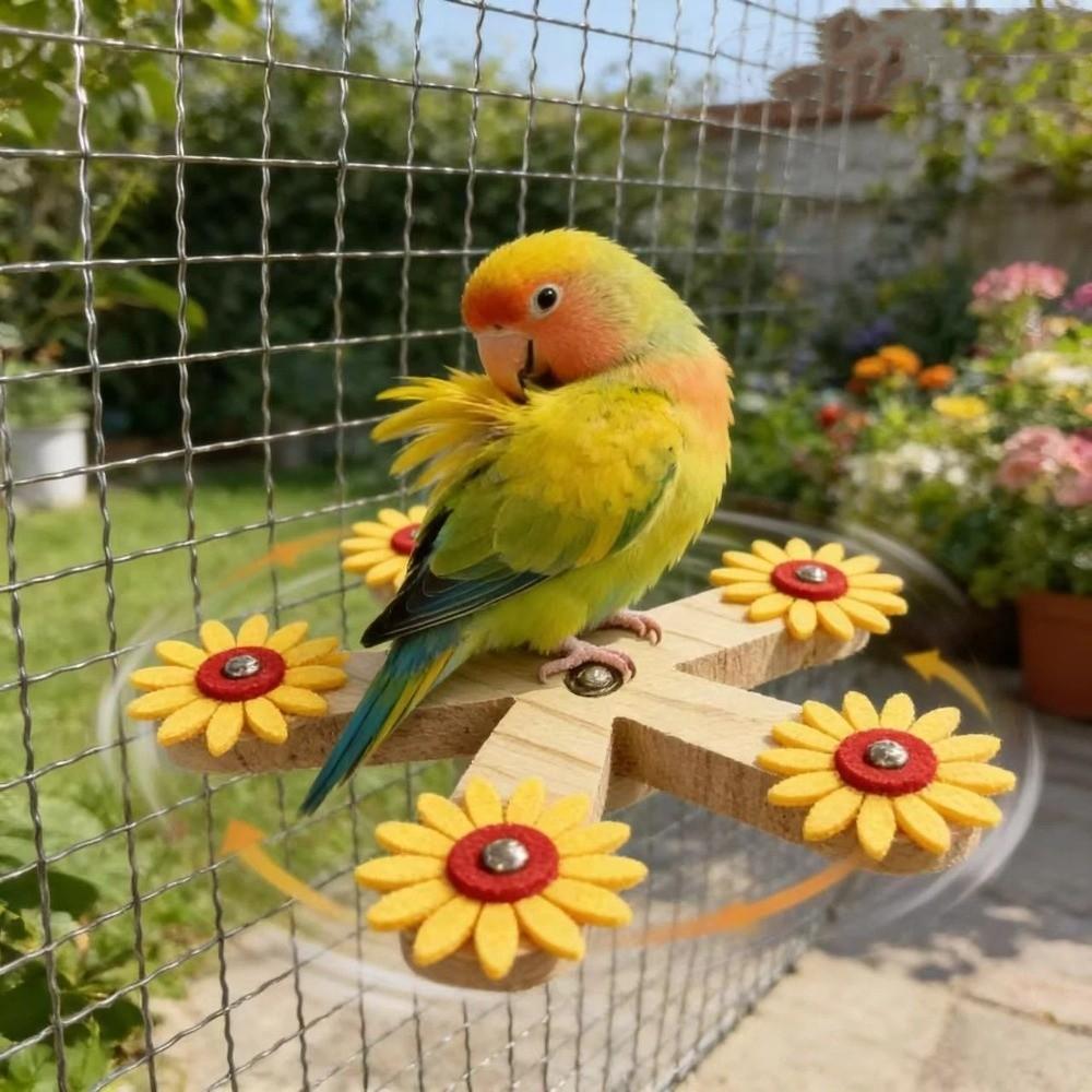 Bite-Resistant Wooden Parrots Ferris Wheel With Bearings Bird Swing Toy  Bird Cage Accessories