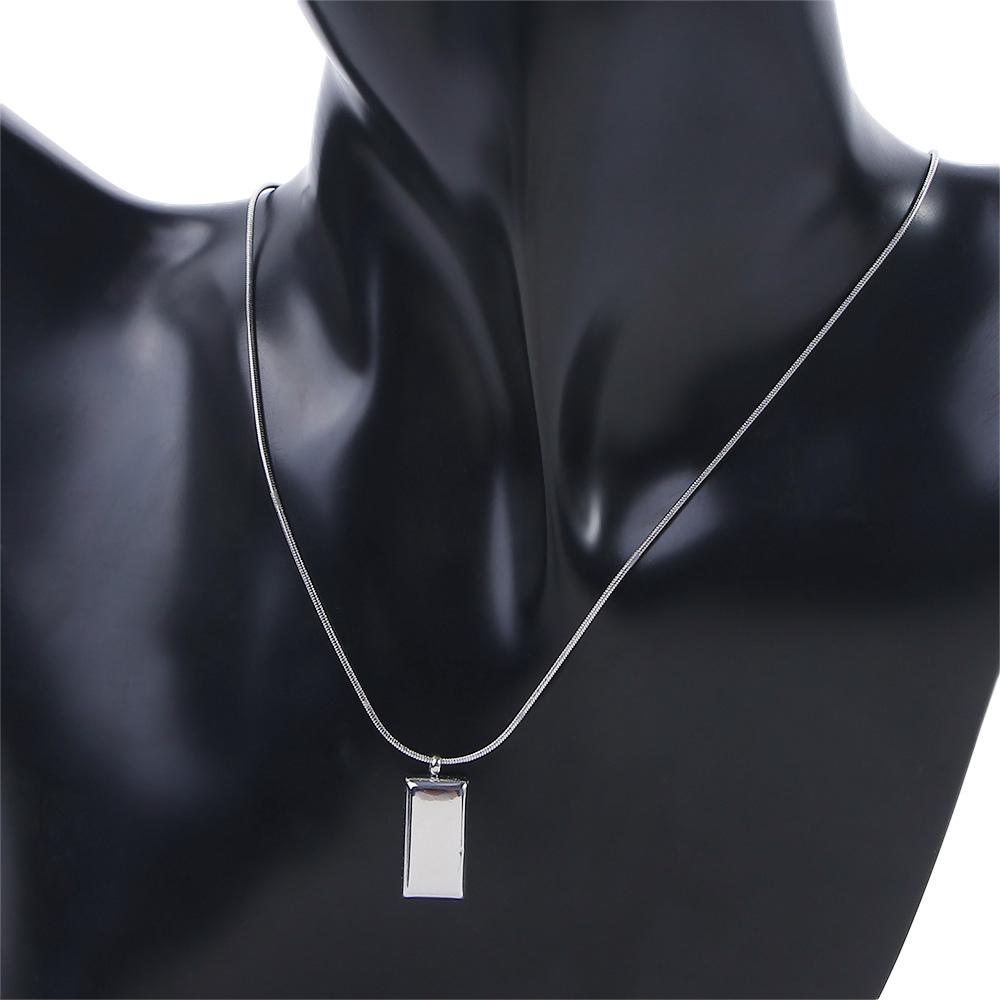 Women Silver Color Bricks Men Necklace Clavicle Chain Geometric Necklace Korean Style Necklace