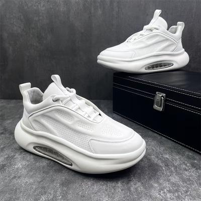 2025 Spring Men's Shoes Inner Height Increase Breathable Casual Versatile Platform White Shoes Men's Sports Running Dad Trendy Shoes