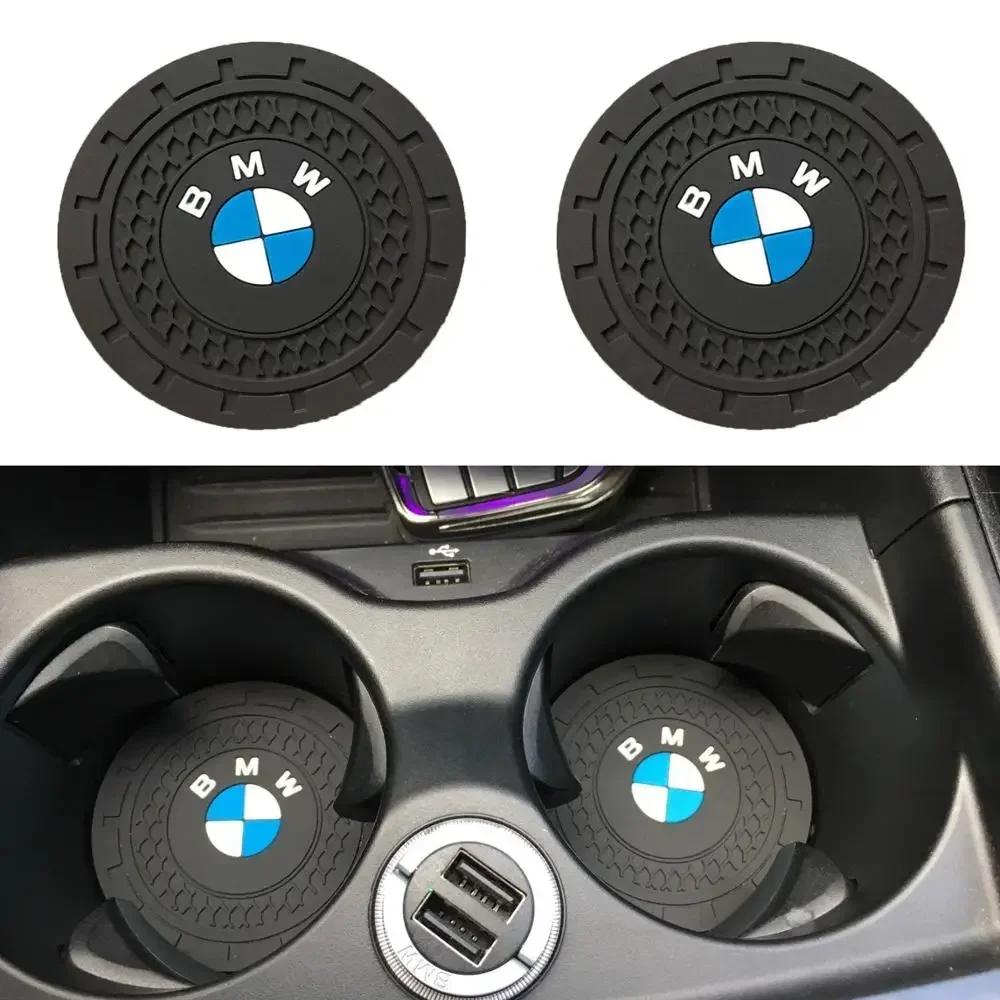 

For BMW M 2pcs Car Accessories 7CM Silicone Car non-slip water coaster Mat pad For BMW M E39 E36 E60 E90 E3A4 E46 F30 F10 F20 X1