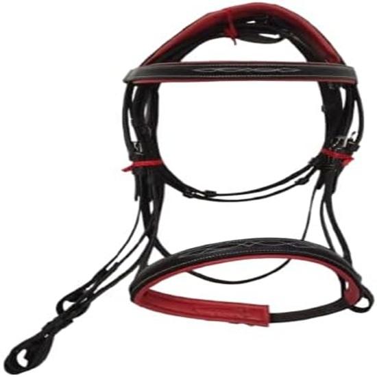 Dressage English Leather Bridle with Red Softy Padding .