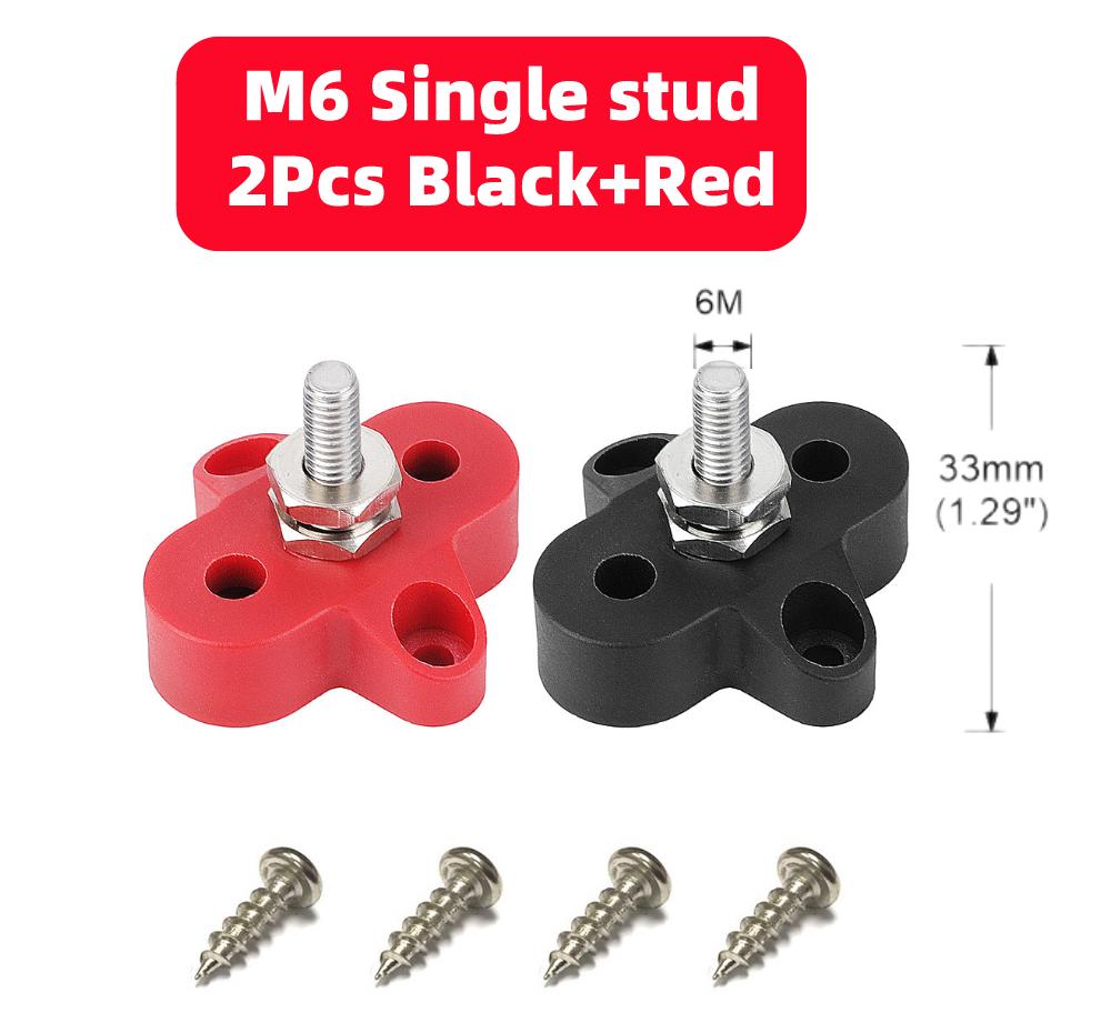 M6 M8 M10 Bus Bar 12V Terminal Block Studs BusBar 12V 5/16" 1/4" Negative Heavy Duty Power Distribution Stud for Truck RV Boat