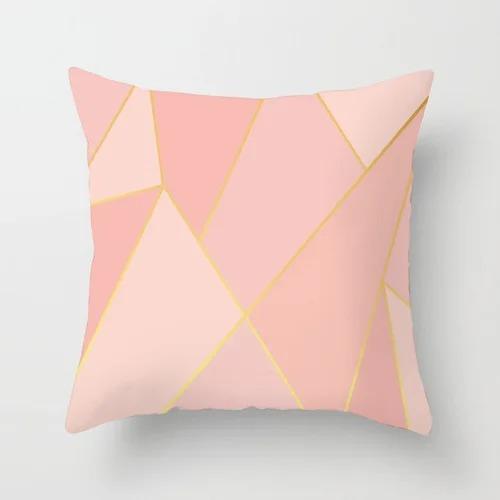 Pink Marble Geometric Series Pillowcase Home Fabric Craft Sofa Back Cushion Cushion Cover Living Room Pillow