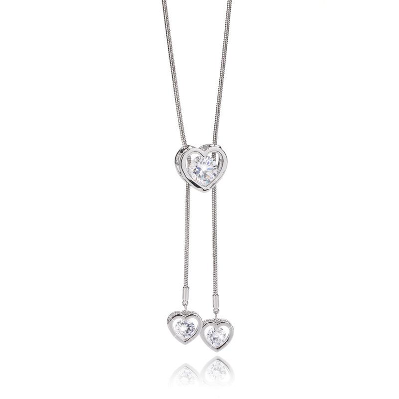 Temperament Love Sweater Chain Fashionable Long Peach Heart Necklace Autumn And Winter Versatile Pendant