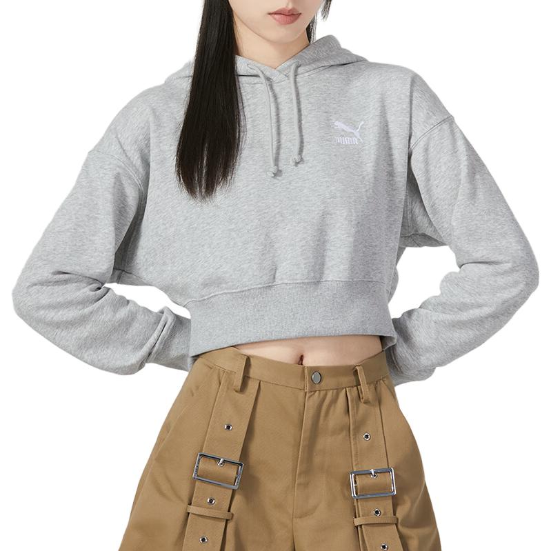 Puma Logo Print Pullover Hoodie Damen Hoodies Grau 625398-04