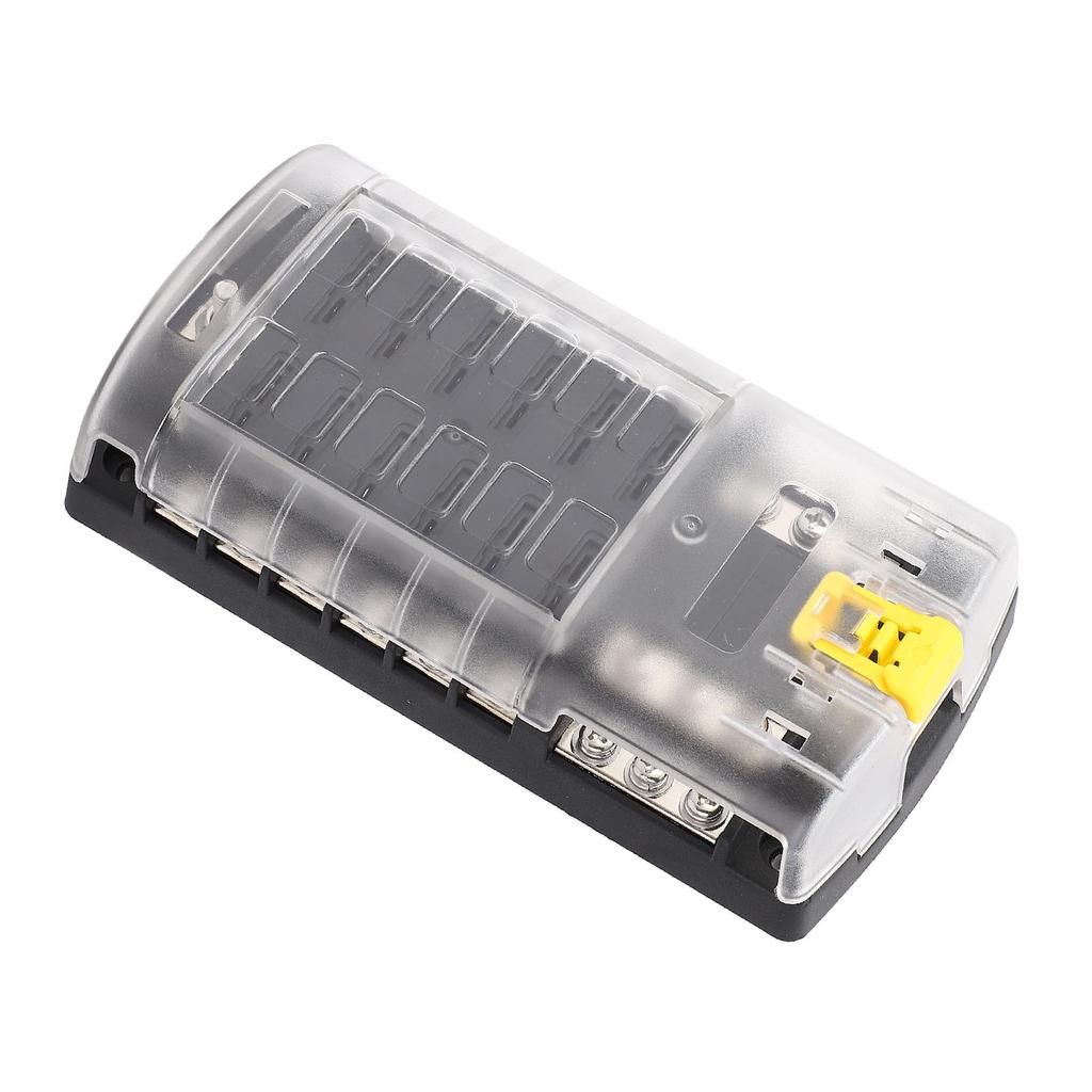 ST Blade Fuse Block 12 Circuit ATO Fuse Box with Ground Safety Lock Buckle 5A 10A 15A 20A Fuses 32V
