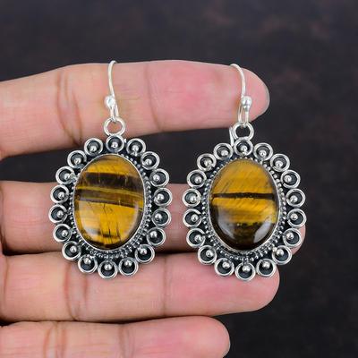 Tiger's Eye Earring 925 Sterling Silver Earring Handmade Earrings Natural Gemstone Jewelry Designer Earring Gift For Wife Birthstone Jewelry