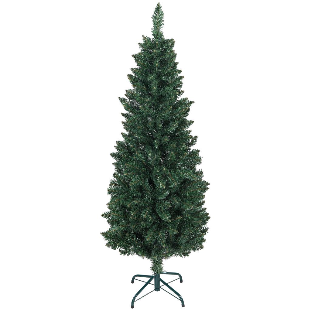 150cm Pencil-Shaped Christmas Tree with Foldable Base and 317 Branches for Bedroom or Office (Green)