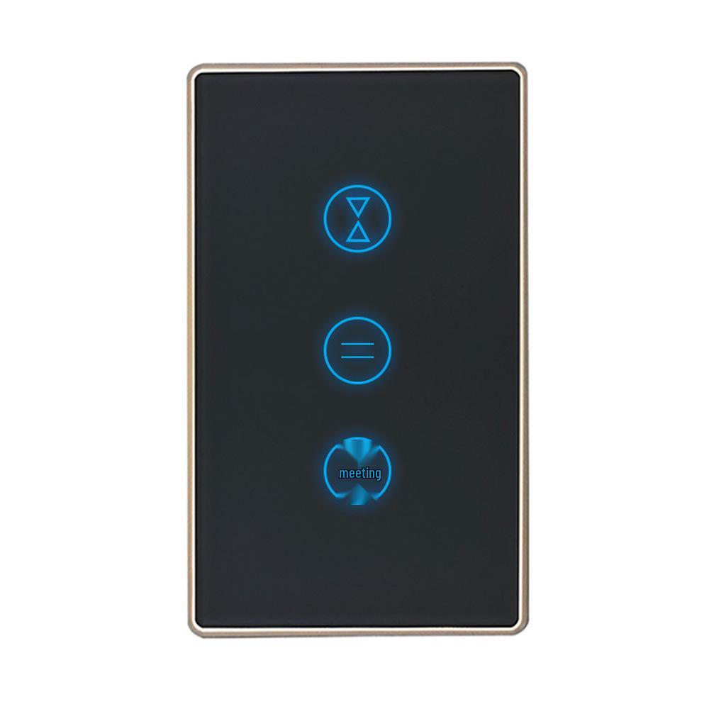 Smart Metal Frame Curtain Switch: US Standard Touch, Alexa & Google Voice Compatible with Timer Settings